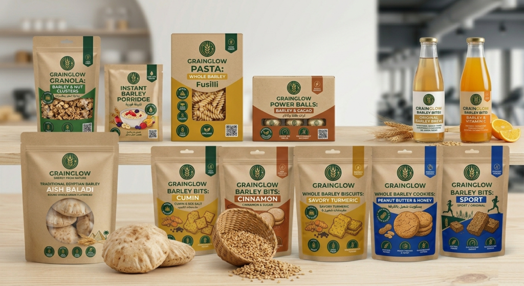 صورة تحتوي علي منتجات جراين جلو Grain Glow
الصحية 
منتجات طازجة 
خبز الشعير الطازج 
